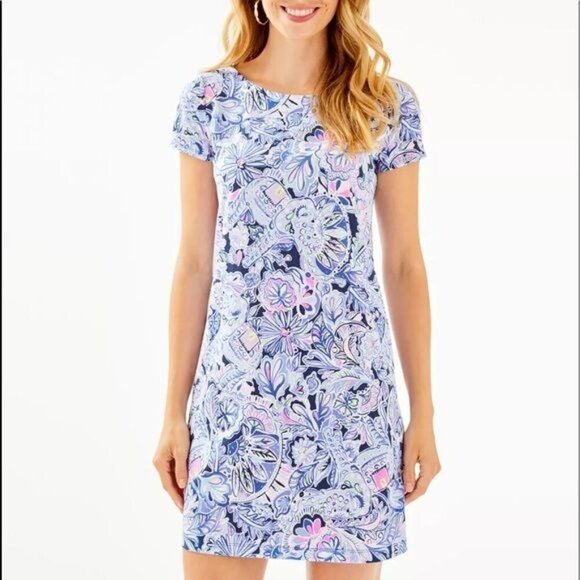 Lilly Pulitzer Bay Dress Blue Namaste in Jungle Size XS - Picture 1 of 8